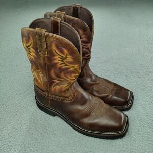 Justin Work Boots Mens Size 12 D Brown Waterproof WK4689 Western Square Toe